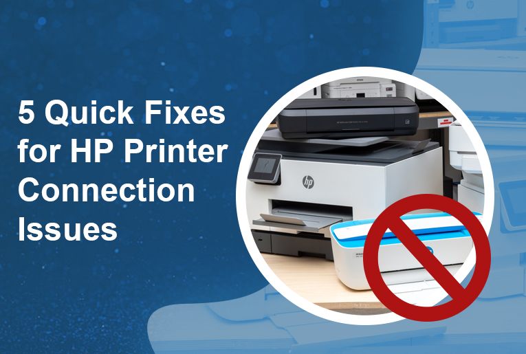 HP printer showing connection issue with troubleshooting tips