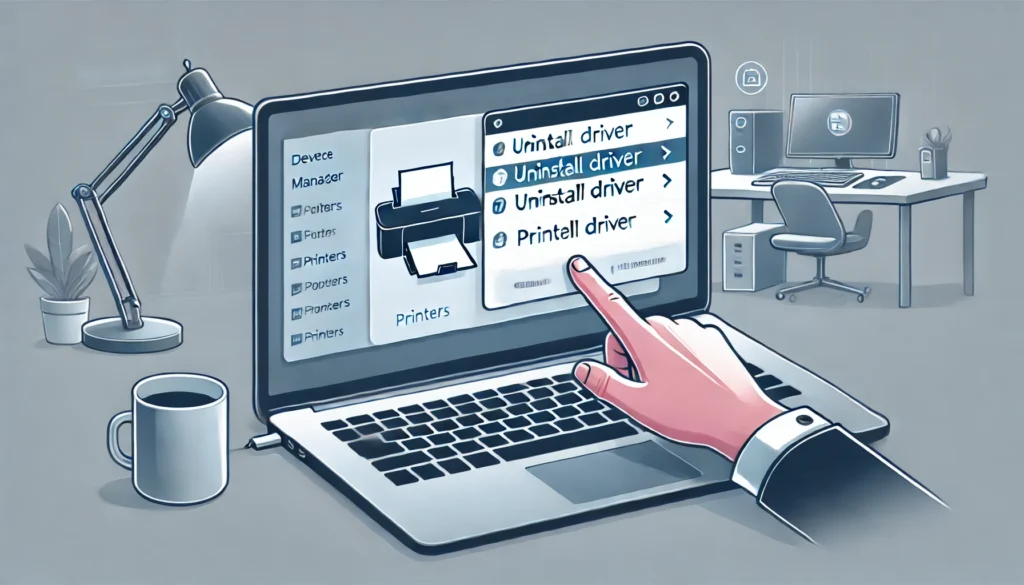 An images shows how to Uninstall Current Printer Driver