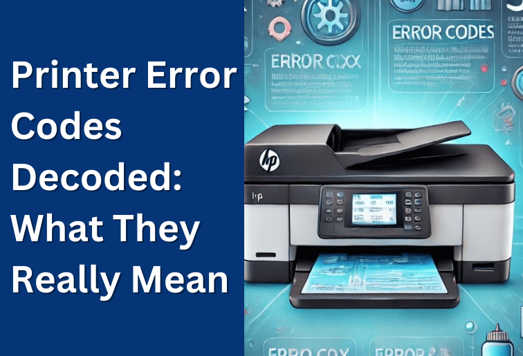 Close-up of a printer display showing an error code, helping users understand and troubleshoot common printing issues.